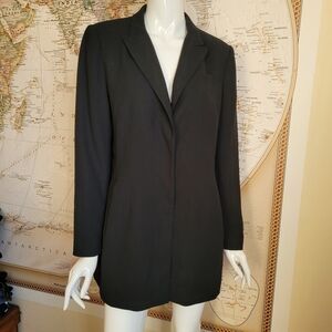Casual Corner vintage black long fitted blazer office suit business dressy  12